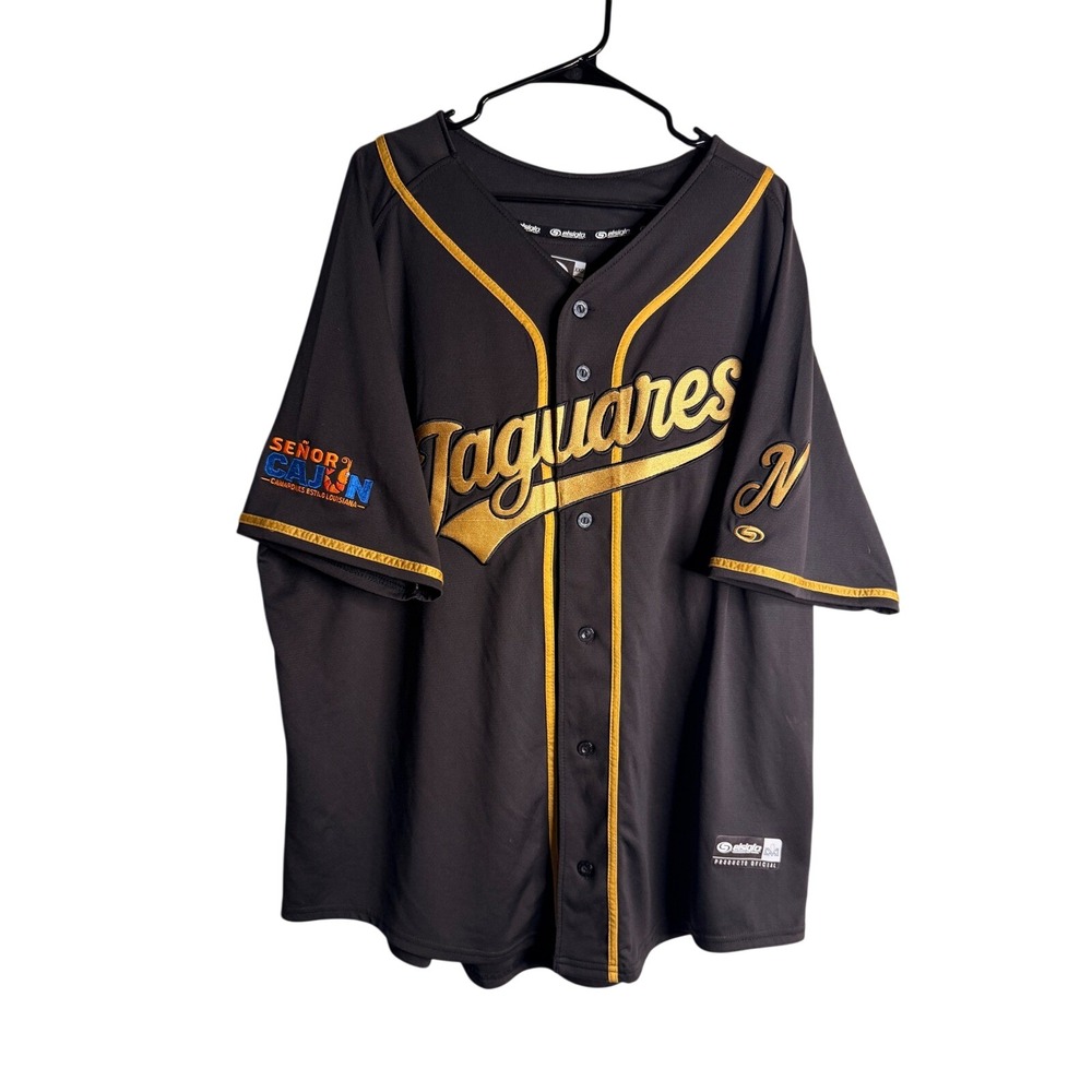 El Siglo Unisex XXL Jaguares de Nayarit Black Gold LMB Mexican Baseball Jersey